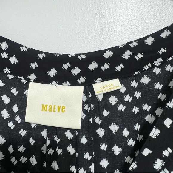 Anthropologie Maeve Black and White Lila Tiered Boho 100% Rayon Blouse - Picture 5 of 8